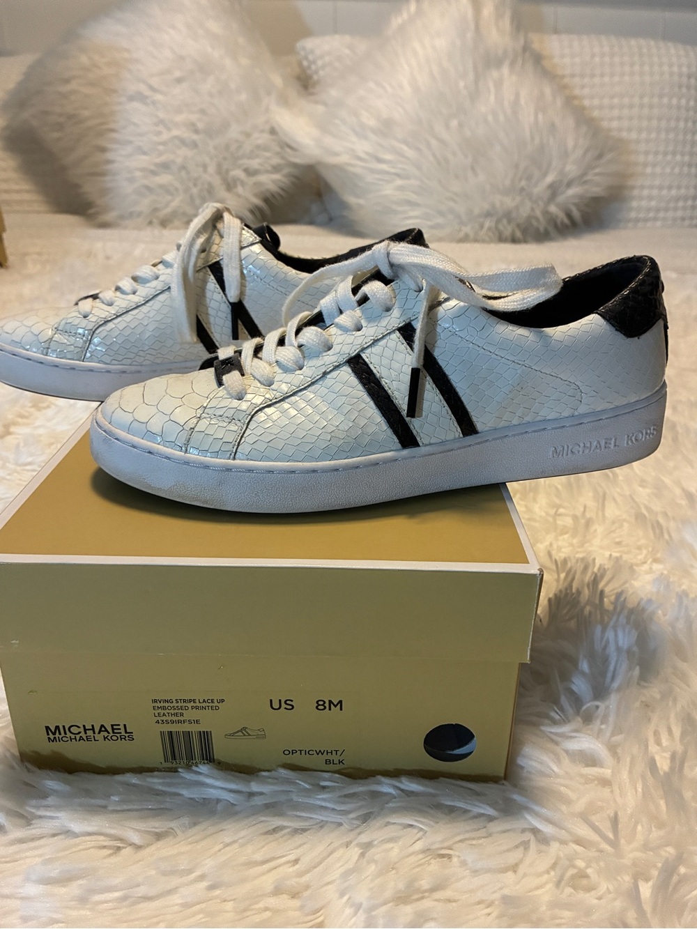 Women’s Michael Kors White Sneakers with Black Accents